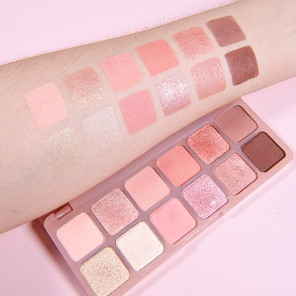 AMY'S DIARY 12Color Matte Shimmer Light Pink Eyeshadow Palette, Long-Lasting, and Highly Pigmented Eye Shadow. Elevate Your Eye Makeup– Unleash Your Unique Style-Velvo Beauty