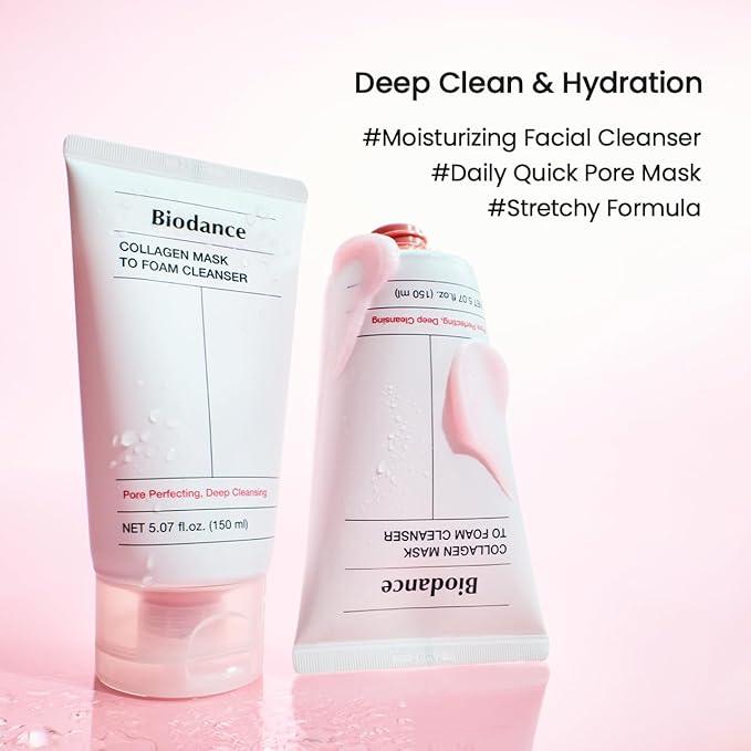 BIODANCE Collagen Mask To Foam Cleanser, Face Wash for Women, 2-in-1 Pore Mask and Hydrating Foaming Facial Cleanser for Sensitive Skin, Oily Skin, 5.07 fl. oz. (150 ml)-Velvo Beauty