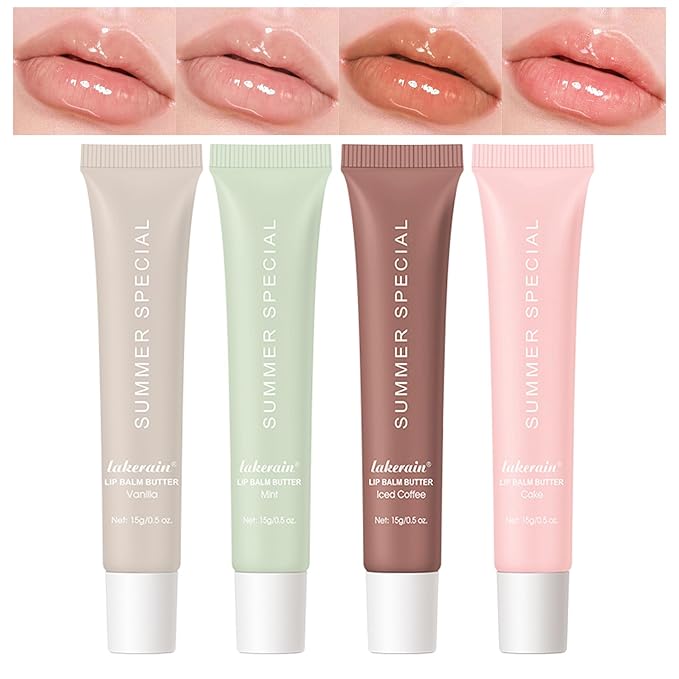4 PCS Lip Glossy Butter Balm Set,Instant Moisture and Hydration Lip Gloss,Long-lasting Hydrating Non-Sticky Lip Balm,Soften Dry Lips and Lip Care-Velvo Beauty