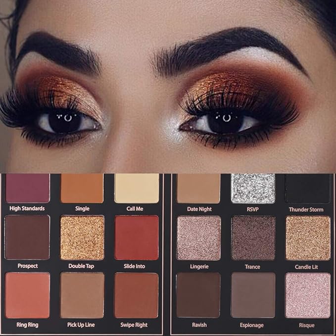 Prism Makeup Matte Eyeshadow Palette Pro 18 Colors Pigmented Shimmer Glitter Eye Shadow Palette, Long Lasting Waterproof Smokey Powder Cosmetics Halloween Makeup Kit (01# Seductress)-Velvo Beauty
