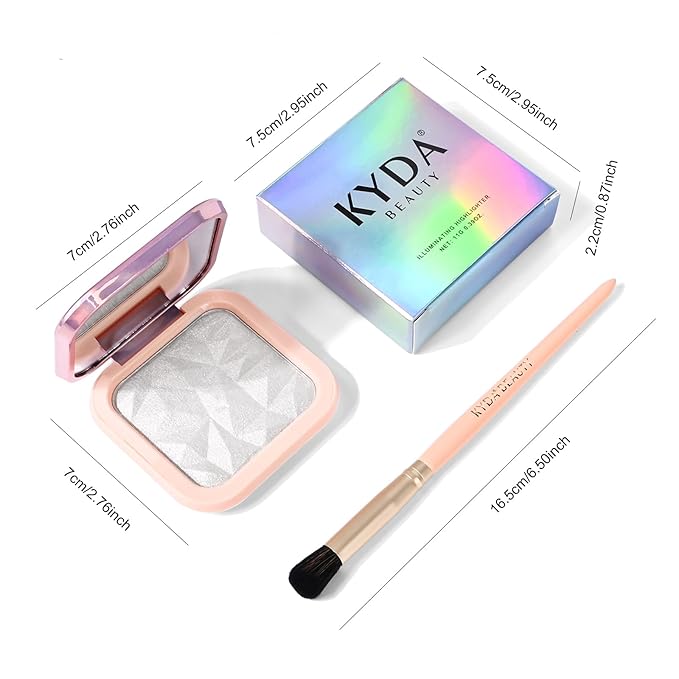 KYDA Face Highlighter Palette, High Glossy Face Illuminator Palette, Natural Glow Finish, Pearl Shimmer Smooth Baked Powder, Lasting Sparkling Highlighter Makeup-PEARL-Velvo Beauty