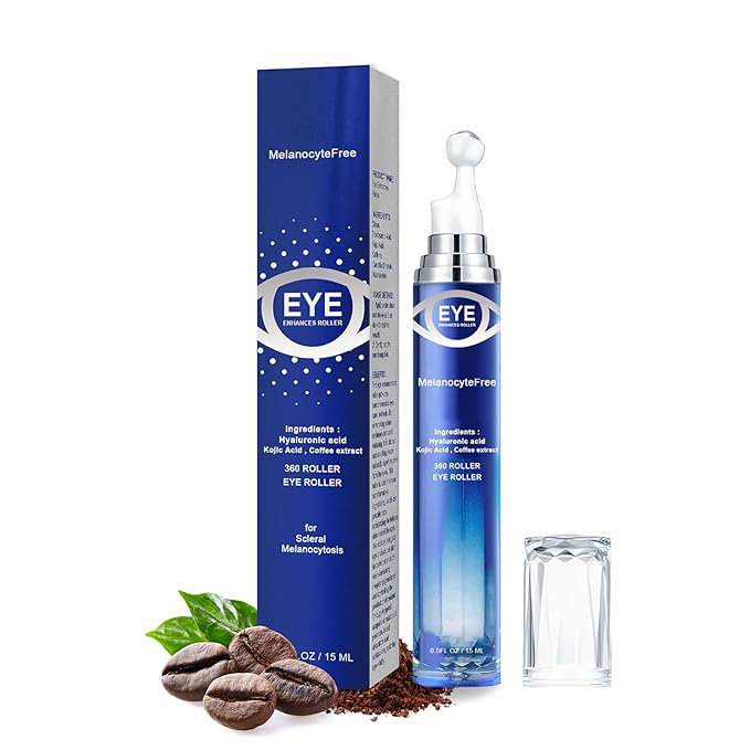 Caffeine Eye Serum,Under Eye Roller Serum with 360° Massage Ball,Eye Contour Cream for Dark Circles and Puffiness Wrinkles Fine Lines-Velvo Beauty