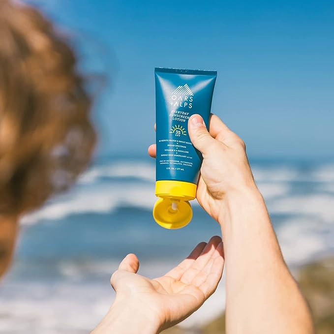 Oars + Alps Sunscreen Body Lotion for Everday Use, SPF 35 Body & Face Sunscreen Lotion, Infused with Aloe Leaf & Vitamin E, No White Residue, Water & Sweat Resistant, All Skin Types, Lightweight, 6oz-Velvo Beauty