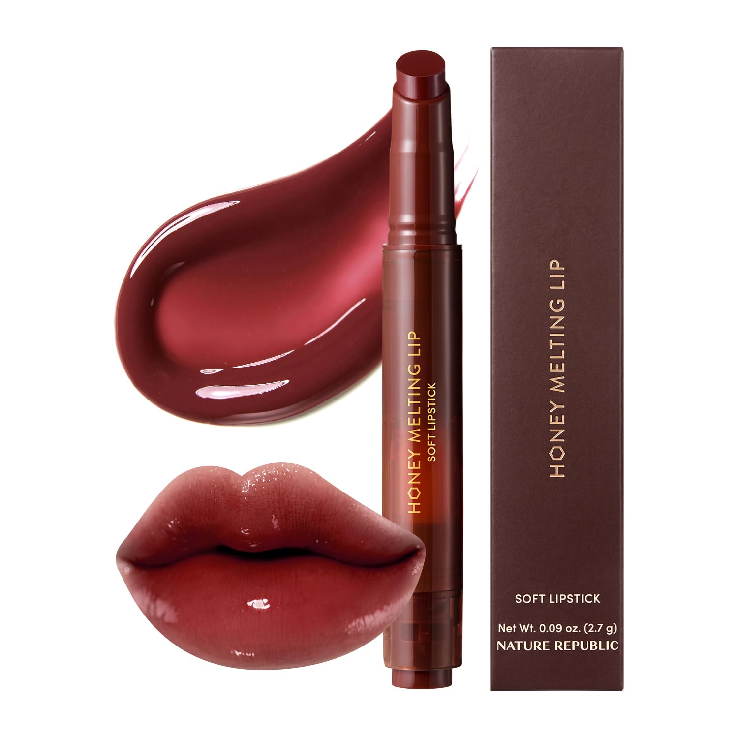 Nature Republic HONEY MELTING LIP PLUMPING (22 BERRY CHILL) SOFT LIP STICK, Hydrating Gloss, Moisturizing balms, Volumizing formula & Sheer tint, Glowy Finish, korean make up-Velvo Beauty