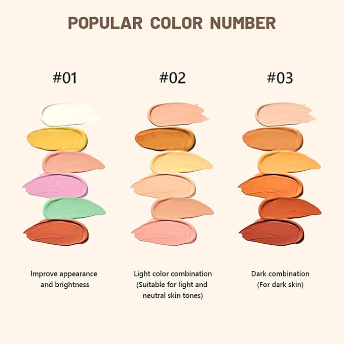 MAEPEOR Face Conceal Contour Palette 6 Colors Full Coverage and Lightweight Concealer Contour Palette Waterproof Long Lasting Contour Palette (Color 03)-Velvo Beauty