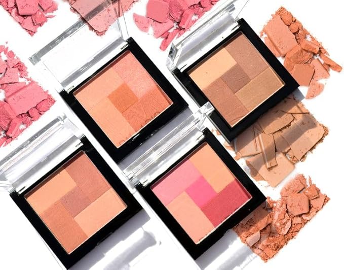 Palladio 2 In 1 Mosaic Powder Blush and Bronzer Silky Smooth Face Makeup Pressed Five Color Hues from Shimmering Pinks to Golden Browns Rich Pigmented Shades Flawless Finish, Spice, 0.28 Oz-Velvo Beauty