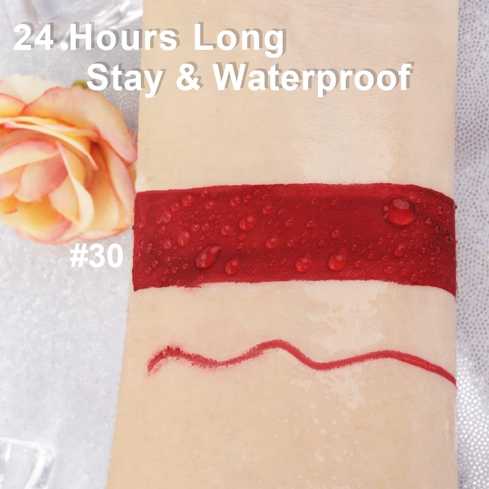 evpct 2Pcs Dark Oxblood Red Matte Lip Liner and Lipstick Combo Lip Gloss Stains Pencil Makeup Set Women Long Lasting 24 Hours Liquid Lipstick and Lip Liner Set labiales mate 24 horas originales-Velvo Beauty