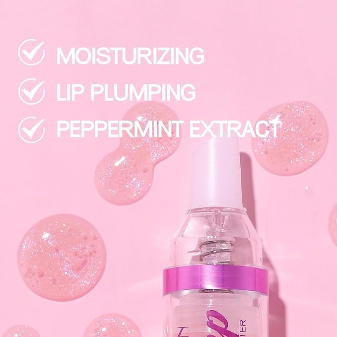 Natural Spicy Lip Plumping Booster Lip Plumping Oil,Lip Plumper Gloss, Ultra-Hydrating & Nourishing Plump and Pout Lip Plumper, Glossy Finish Fuller Lip Plumping Lip Gloss for Women Girls(3PC)-Velvo Beauty