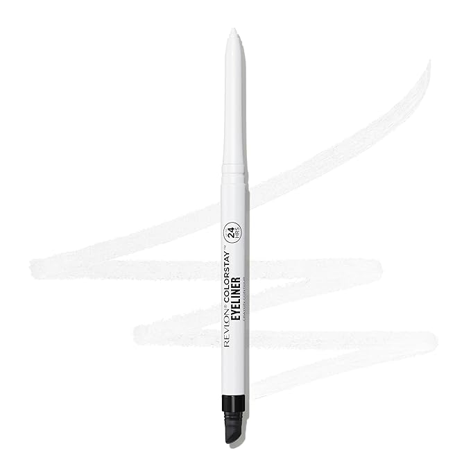 REVLON ColorStay Pencil Waterproof Eyeliner, Smudge-Proof, Eye Makeup with Built-In Sharpener, 215 White, 0.01 oz-Velvo Beauty