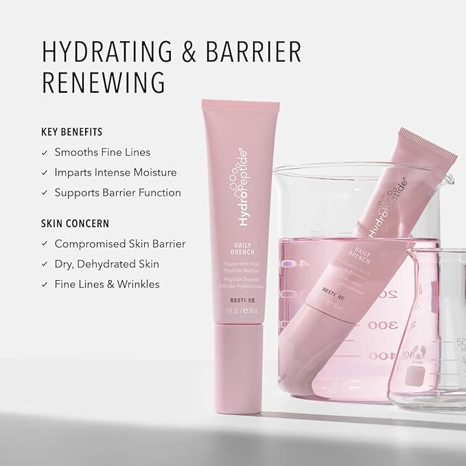 HydroPeptide Daily Drench, Hyaluronic Acid Peptide Booster Serum, Anti-Aging Face, 1 Ounce-Velvo Beauty