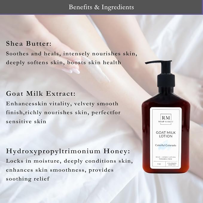 Goat Milk Lotion, Colorful Colorado Fragrance, Hydrating Lotion for Men and Women With Nourishing Goat Milk, Shea Butter, Sunflower Oil, and Aloe, White Lilies & Sweet Pea Scent, 9 Oz-Velvo Beauty