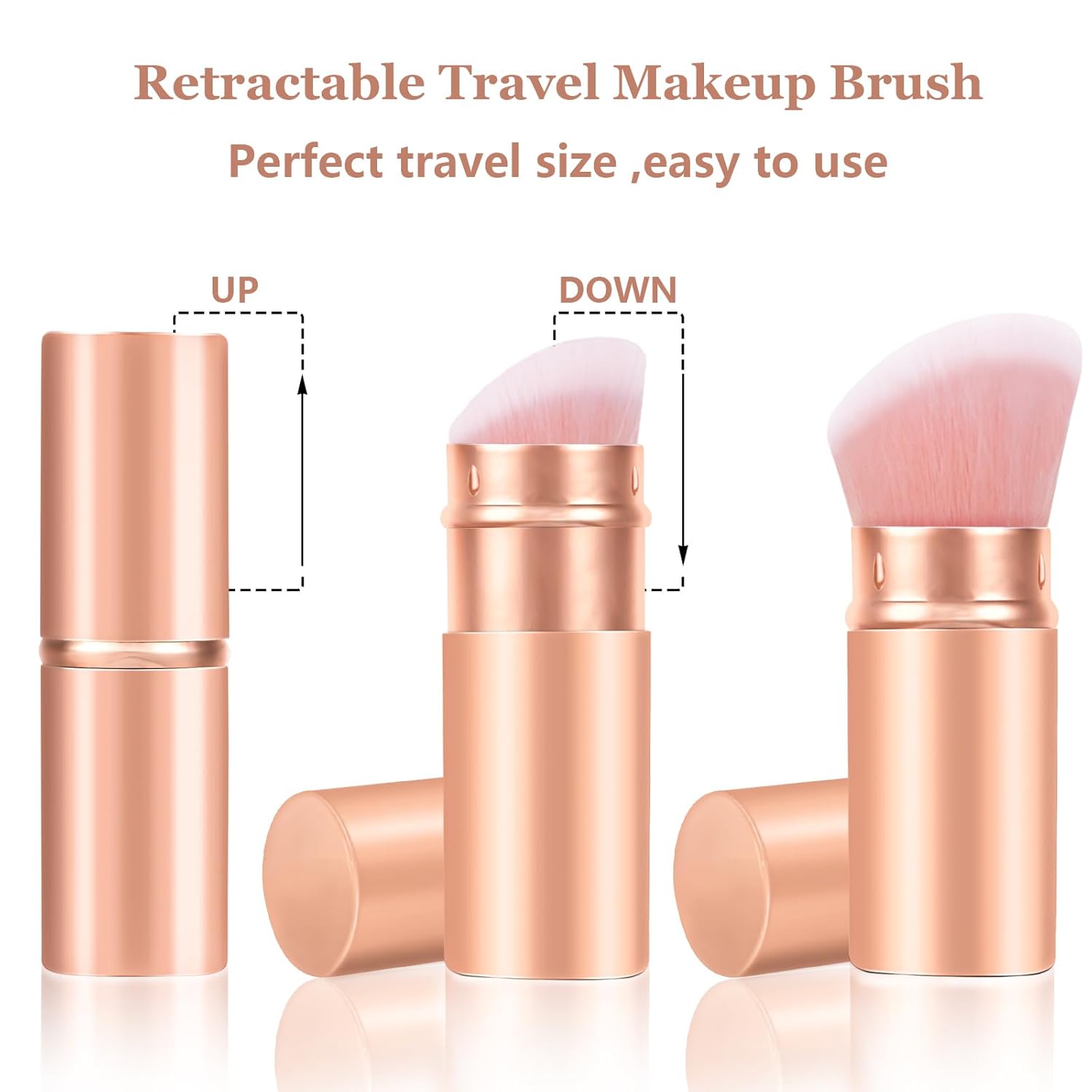 Falliny Retractable Kabuki Makeup Brush, Angled Travel Powder Blush Brush Foundation Makeup Brush with Cover for Blush, Sunscreen,Bronzer, Buffing, Concealer,Highlighter, Powder Cosmetics-Velvo Beauty