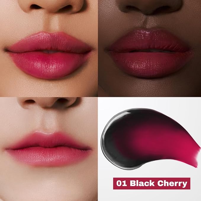 MILKTOUCH Black Peel Off Lip Tattoo - Long-Lasting Matte Lip, Waterproof & Transfer-Proof, Highly Pigmented, Stay-On-All-Day Lip Tint Stain (4.5g) #01 Black Cherry-Velvo Beauty