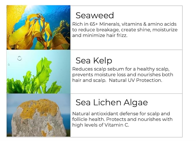 Leave-In Conditioner, 8.5 fl. Oz/250ml - Seaweed, Kelp & Algae Enriched Detangle & Shine Hair Treatment -Ideal For Frizzy and All Hair Type , Protects Scalp-Velvo Beauty