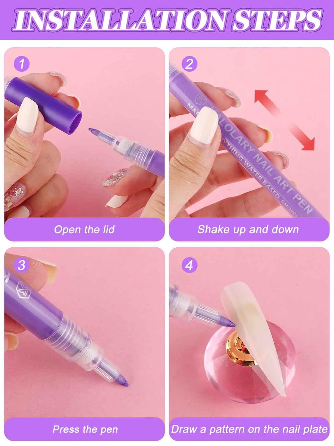 12 Color 3D Nail Art Pens Set, Kalolary Nail Point Graffiti Dotting Pen Drawing Painting Liner Brush for DIY Nail Art Beauty Adorn Manicure Tools-Velvo Beauty