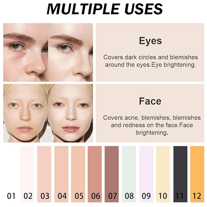 Kaely Color Correcting Concealer,Cream Pot Concealer Full Coverage,under Eye Concealer Palette for Conceals Dark Circles,Waterproof Foundation Face Makeup,01 White-Velvo Beauty