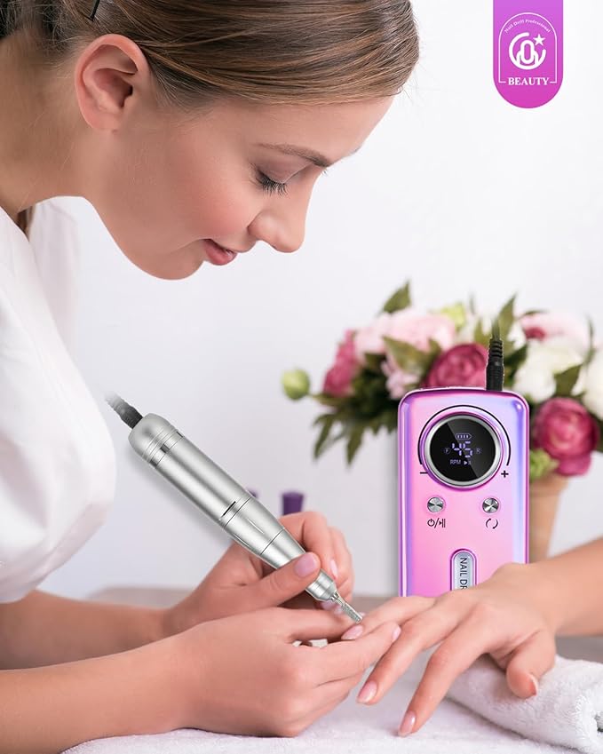 CozyZen Cordless Nail Drill Professional: 45000 RPM Rechargeable Electric Nail File Kit, Portable & Low Noise for Acrylic, Gel Nails, Manicure & Pedicure - Salon & Home Use-Velvo Beauty