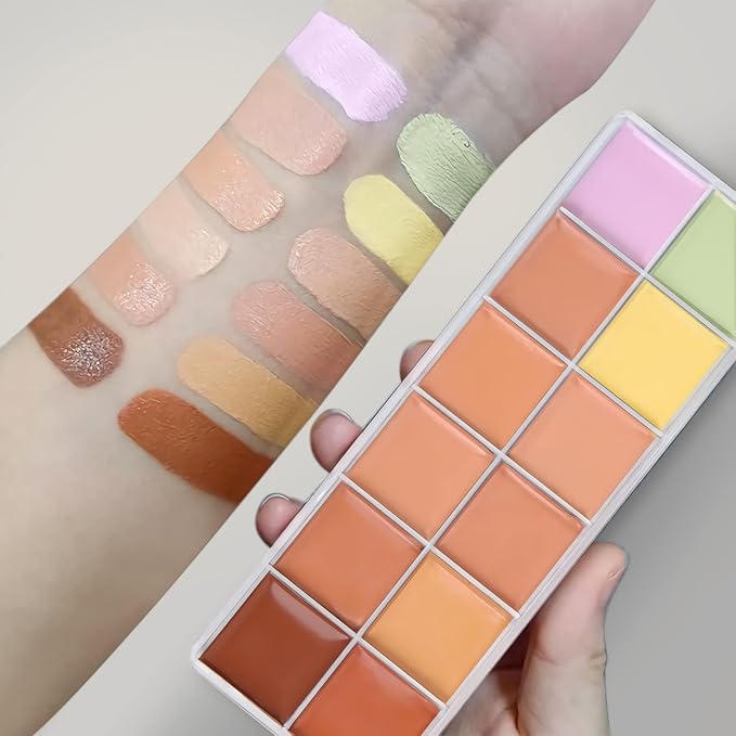 12 Color Correcting Concealer Palette, Cream Color Corrector Contour Makeup Palette,Contouring Foundation Highlighting Concealer Palette for Conceals Dark Circles, Redness, Acne, Blemish-Velvo Beauty