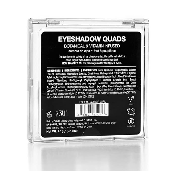 Palladio Eyeshadow Quads, Velvety Pigmented Blendable Matte, Metallic & Shimmer Finishes, Creamy Formula, Four Way Quad Eye Shadow Palette, Talc-Free (Gossip Girl)-Velvo Beauty