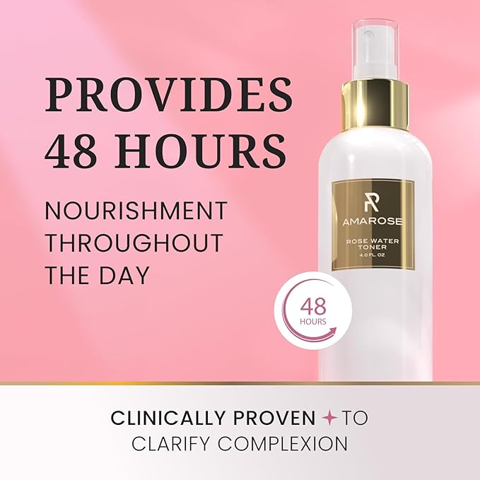 Amarose Rose Water Spray - Revitalizing, Facial Toner - Water for Face - Rose Water Toner - All Skin Types - Hydrating- Rosewater, Spray, Mist with Hyaluronic Acid-Velvo Beauty