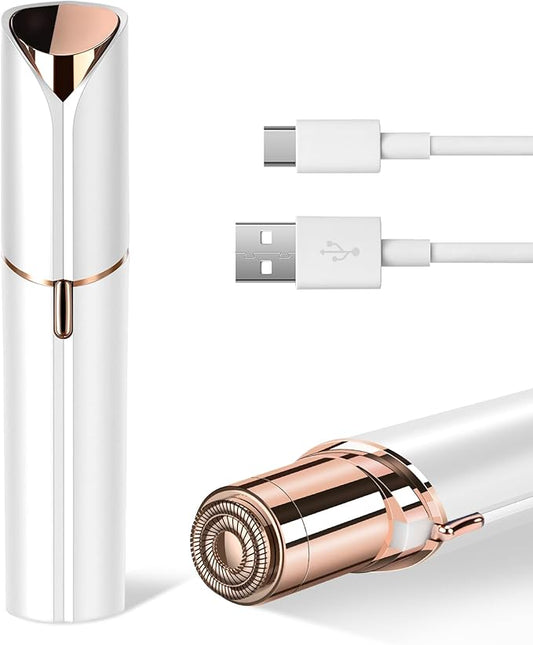 Facial Hair Remover for Women- as Seen on TV Painless Face Shaver -Mini Hair Remover, Electric Razor Shaver Portable Bikini Epilator for Lips, Chin, Armpit, Peach Fuzz, Fingers, Neck, Cheek (White-Velvo Beauty