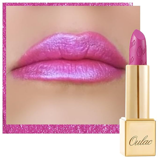 Oulac Pink Lipstick for Women with Metallic 3D Shine Lightweight Hydrating Formula, High Impact Lip Color, Full Coverage Lip Makeup, Christmas Gifts for Women, Velocity(15)-Velvo Beauty