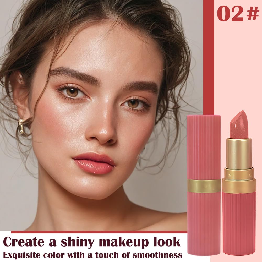 Nude Metallic Lipstick for Women,Lightweight Shimmer Frosted Lipstick,Glitter Lip Gloss Stain Long Lasting Waterproof Smudge Proof 24 Hour Full Coverage Lip Makeup,Vegan-Velvo Beauty
