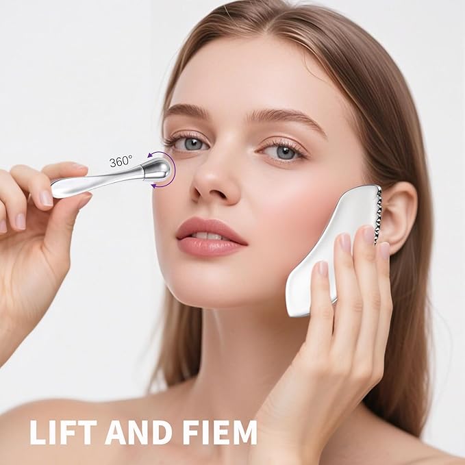 Stainless Steel GuaSha Tool & Eye Cream Applicator Facial Tools, Metal Detail Guasha for Face Neck, Eye Massager Tool, Lymphatic Drainage Face Massage Tool, Skin Care Gift-Velvo Beauty