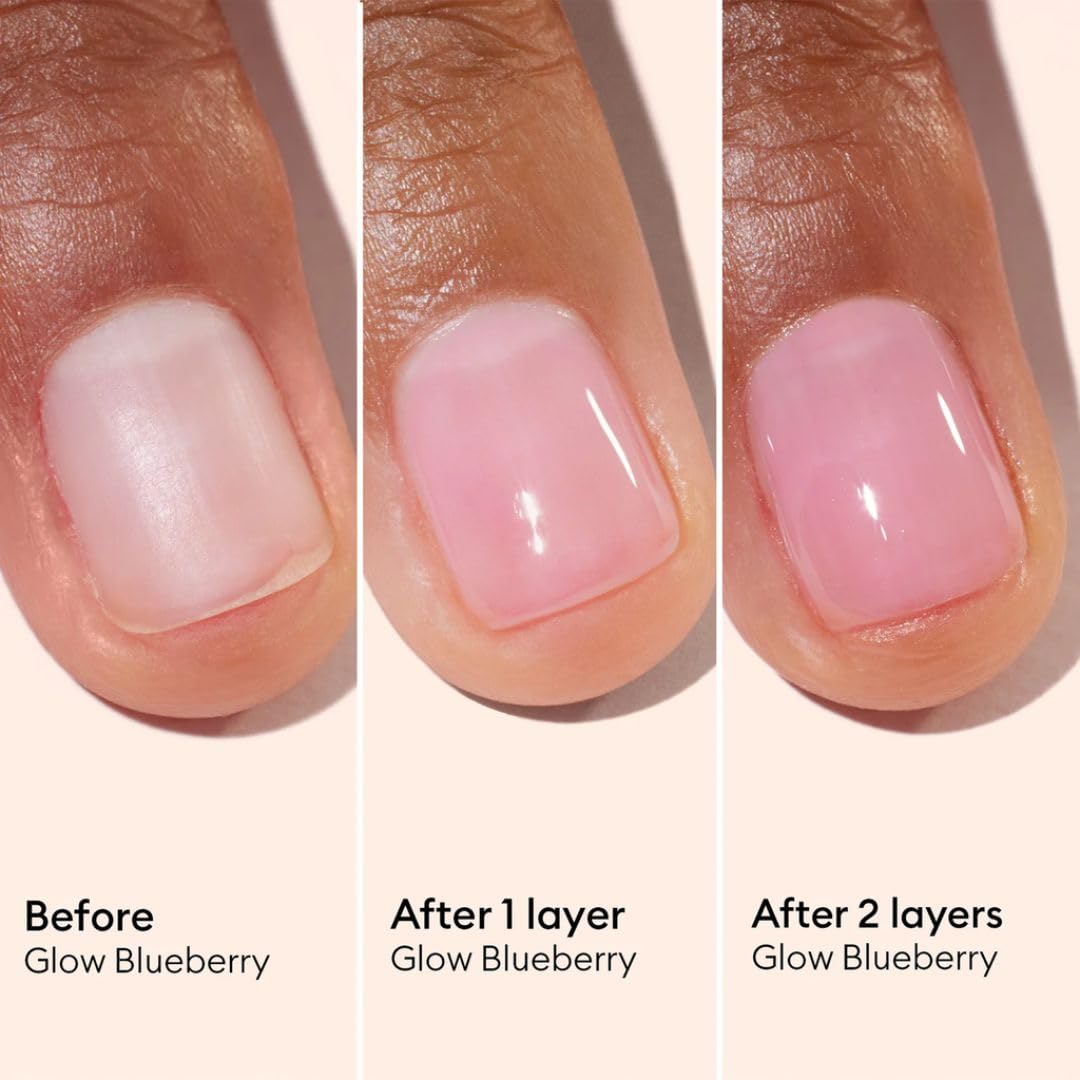 Manucurist Active Glow Blueberry All-in-One Perfecter Nail Polish & Care - No Lamp - Vegan & Made in France Ultra-Glowy Rose Mirror-Like Shine - Nail Concealer & Care - Plant-Based Ingredients-Velvo Beauty