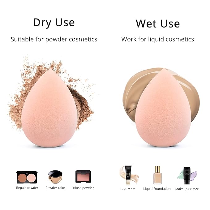 BEAKEY Makeup Sponge Set, Foundation Blending Sponge, Beauty Sponges Flawless for Liquid, Cream, and Powder, Microfiber Latex-Free and Vegan Boun Boun Sponges, 5 Pcs Pink Makeup Sponges-Velvo Beauty
