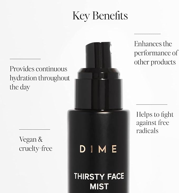 Dime Beauty Thirsty Face Mist with Electrolytes, Meadowfoam, and Sea Buckthorn, Hydrating Facial Spray, 2 oz / 60 ml-Velvo Beauty