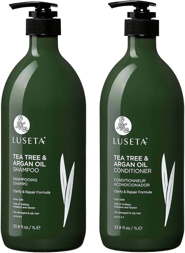Luseta Tea Tree & Argan Oil Detangling Shampoo & Conditioner Set, 2 x 33.8 Oz-Velvo Beauty