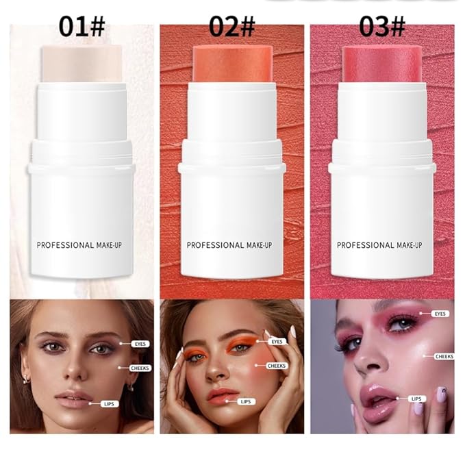 Orange Cream Blush Stick for Cheeks, Waterproof Face Cream Makeup Blush Stick, Long-Lasting Multi-use Blush Makeup Stick, Natural-Looking, Lightweight Skin Tint Blush Makeup for All Skin-Velvo Beauty