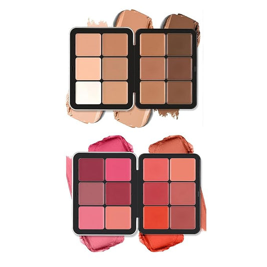 12 Color Concealer Palette & 12 Colors Blush Palette,Full Coverage Makeup,Corrector for Under Eye Dark Circles and Highlight Blush Palette Face Cosmetics Makeup-Velvo Beauty