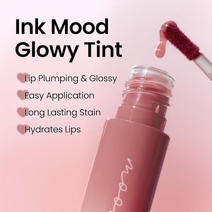 Peripera Ink Mood Glowy Tint | Lip-Plumping, Naturally Moisturizing, Lightweight, Glow-Boosting, Long-Lasting, Comfortable, Non-Sticky, Mask Friendly, No White Film 033 ROSY WISH-Velvo Beauty