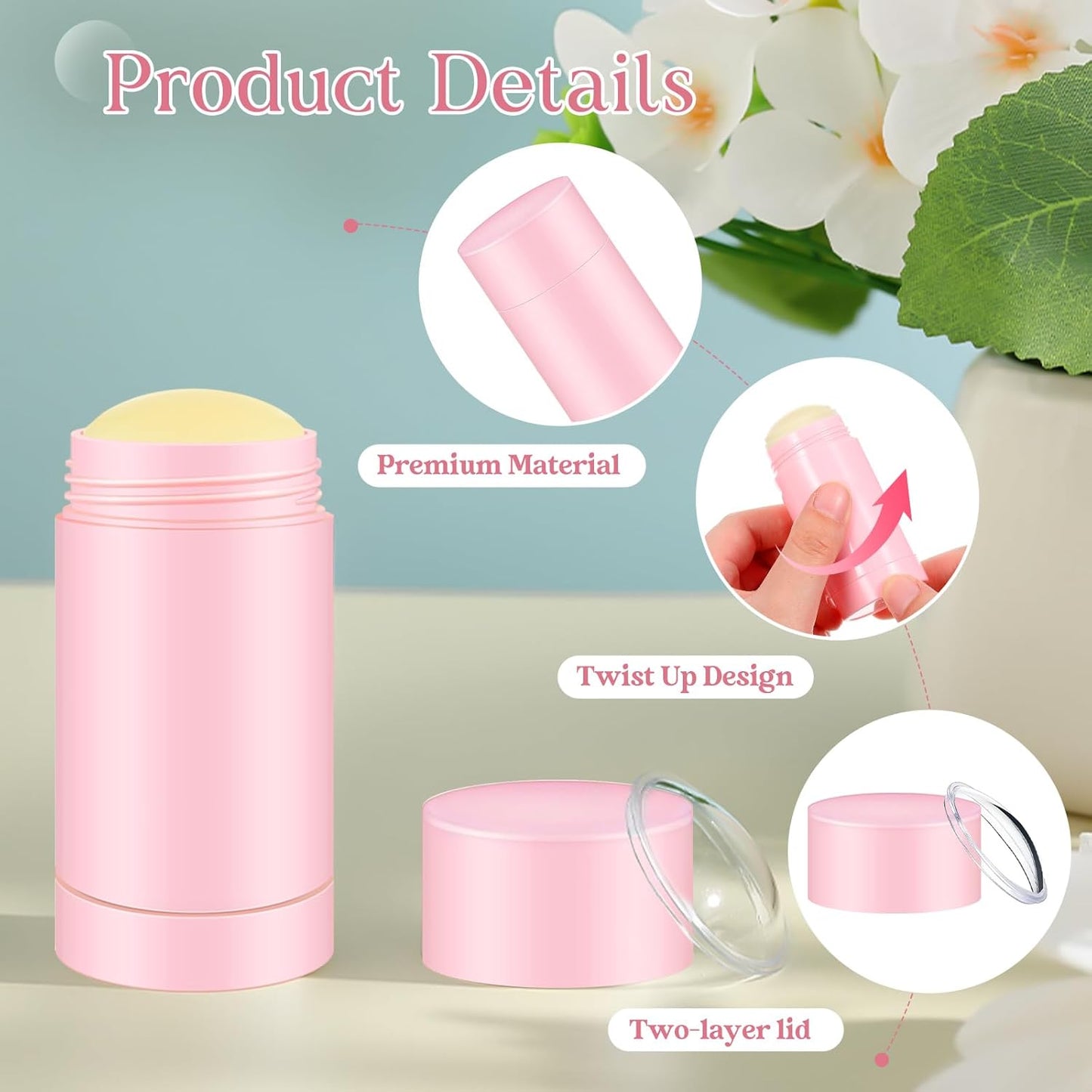 30 Pcs Empty Deodorant Containers Twist up Filling Stick Plastic Deodorant Container Refillable Bottles Bottomfill Round Lip Balm Tubes for Homemade DIY Lipstick Crayon(30 ml,Pink)-Velvo Beauty