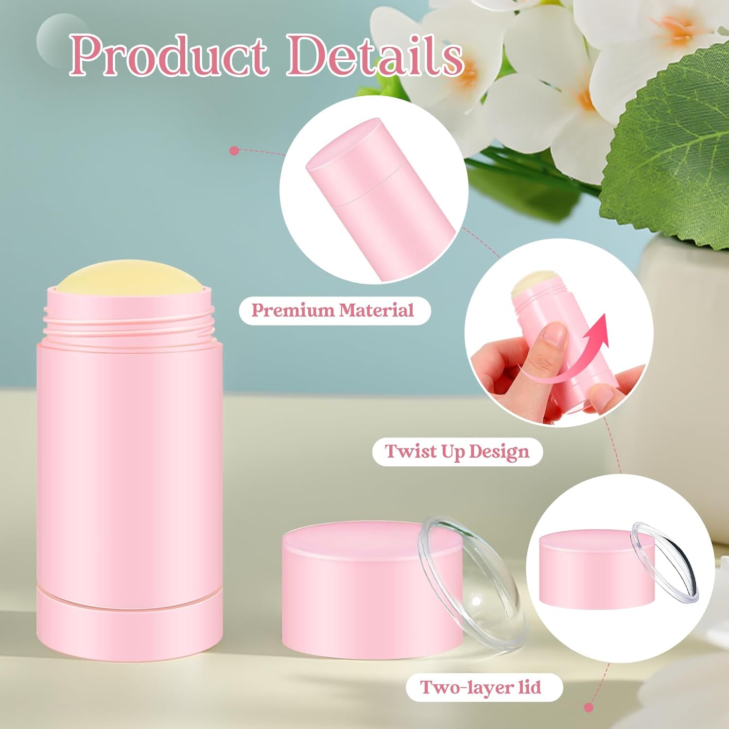 30 Pcs Empty Deodorant Containers Twist up Filling Stick Plastic Deodorant Container Refillable Bottles Bottomfill Round Lip Balm Tubes for Homemade DIY Lipstick Crayon(30 ml,Pink)-Velvo Beauty