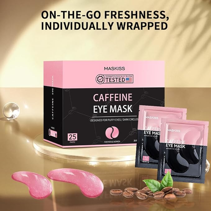 Under Eye Patches (25 Pairs), Caffeine Eye Masks for Dark Circles Puffy Eyes Undereye Bags, Collagen Eye Patches for Wrinkles and Puffiness, Skin Care Gift for Her-Velvo Beauty