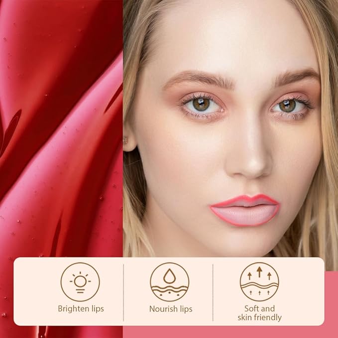 Peel Off Matte Liquid Lip Gloss Stain-Lip Liner with Tweezer, Pinkish Red Peel Off Lip Stain, Long Lasting & Waterproof Lipstick Tattoo, Transfer-Proof Lip Gloss for All Skin Types (06#, 1Pcs)-Velvo Beauty