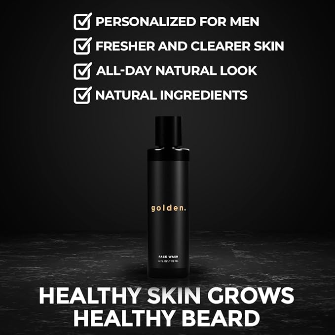 Golden Grooming Co. Men Face Wash with Aloe Vera & Vitamin E - Facial Cleanser for Men - Organic & Nature-Based - Ideal for Sensitive and Oily Skin - Rich Foaming Daily Cleanser - 4 oz.-Velvo Beauty
