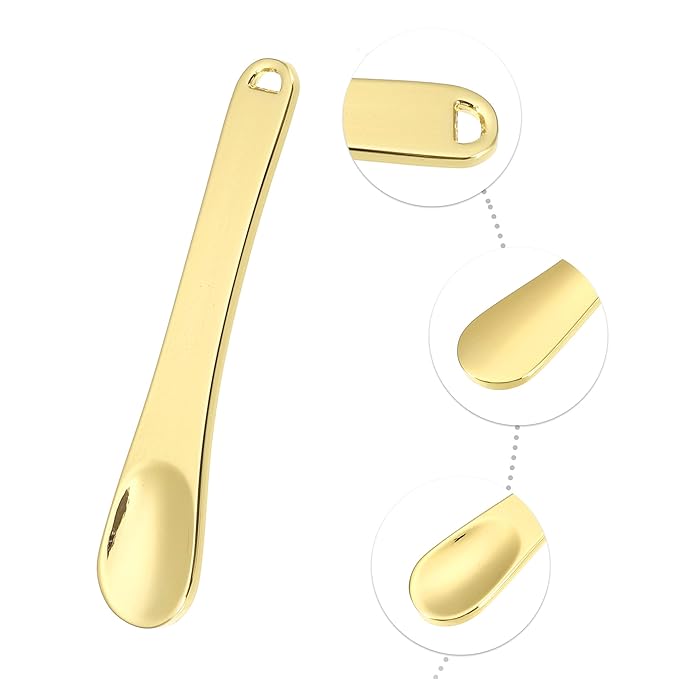 VOCOSTE 4 Pcs Makeup Spatula Mini Spoon, Eye Cream Massage Sticks Beauty Scoop, for Facial Cosmetic Face Cream, Zinc Alloy 2.32"x0.46", Gold Tone-Velvo Beauty