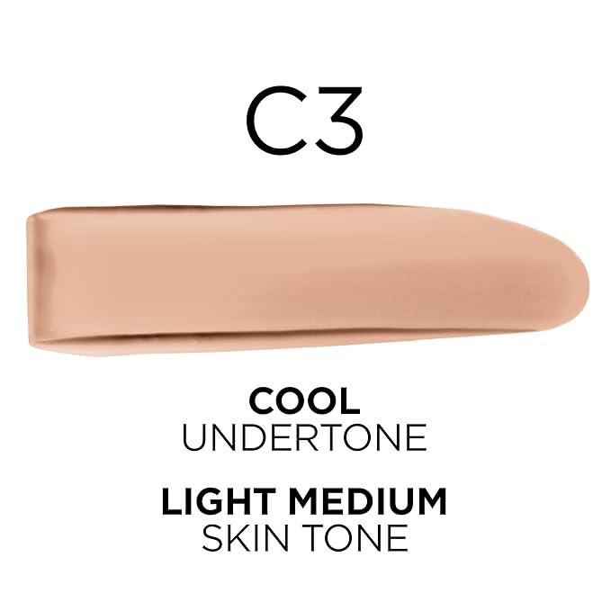 L'Oreal Paris True Match Super-Blendable Foundation, Medium Coverage Liquid Foundation Makeup, C3, Light Medium, 1 Fl Oz-Velvo Beauty