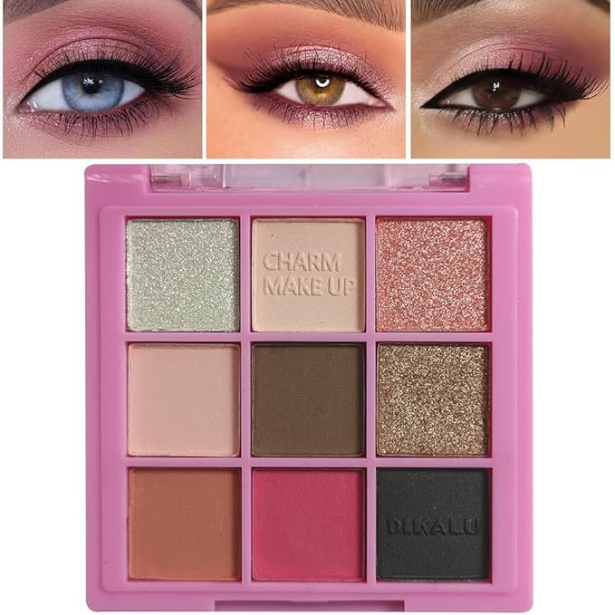 Eyeshadow Palette Makeup- 9 Colors Pink Bown Black Smoking Eyeshadow Palette Matte Shimmer Eye Shadow palettes Highly Pigmented Naturing-Looking Long Lasting (19#)-Velvo Beauty