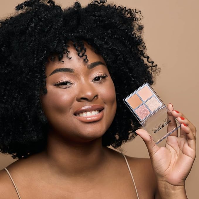 Palladio Eyeshadow Quads, Velvety Pigmented Blendable Matte, Metallic & Shimmer Finishes, Creamy Formula, Four Way Quad Eye Shadow Palette, Talc-Free (Honey Pie)-Velvo Beauty