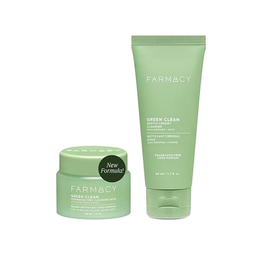 Farmacy Gentle Double Cleanse Skincare Gift Set - Fragrance-Free Gentle Creamy Face Cleanser & Makeup Remover Cleansing Balm - Melts Away Makeup & Helps Promote Healthy Skin (2 Count)-Velvo Beauty