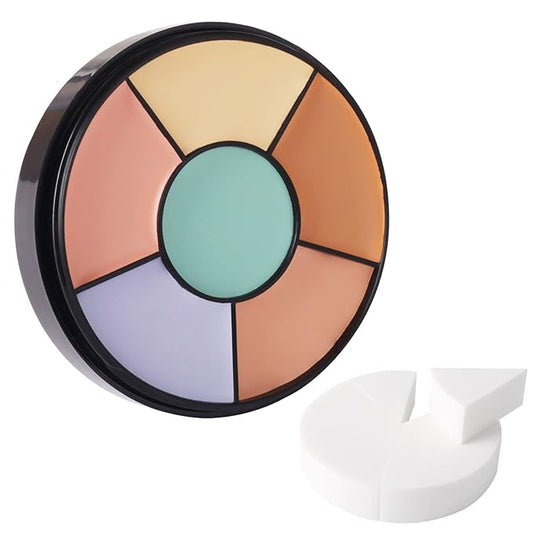 MEICOLY Face Color Correcting Palette, 6 Colors Correctors,Cream Concealer Camouflage Makeup Palette with 8 pcs White Makeup Sponges,Conceals Dark Circles, Blemishes, and Redness,Cruelty Free,Corrector-Velvo Beauty