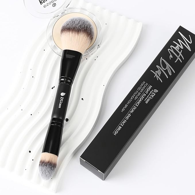 DUcare Powder Brush Foundation Brushes Double Ended Blush Setting Brush for Rounded Taperd Liquid, Cream, Powder,Blending, Buffing-Velvo Beauty