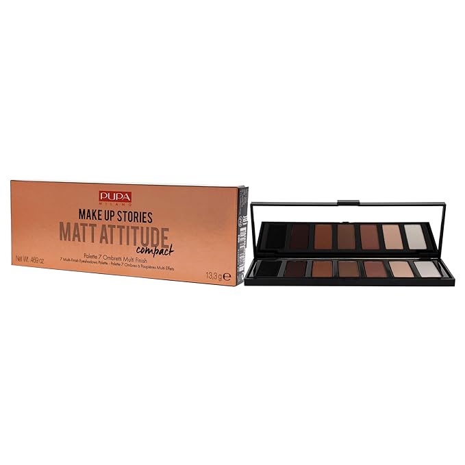 Pupa Milano Make Up Stories Eyeshadow Palette 003 Matt Attitude - 7-Shade Shadow Collection with Matte, Satin, and Metallic Color Options - High Pigment Formula - Soft, Blendable Texture - 0.469 oz-Velvo Beauty