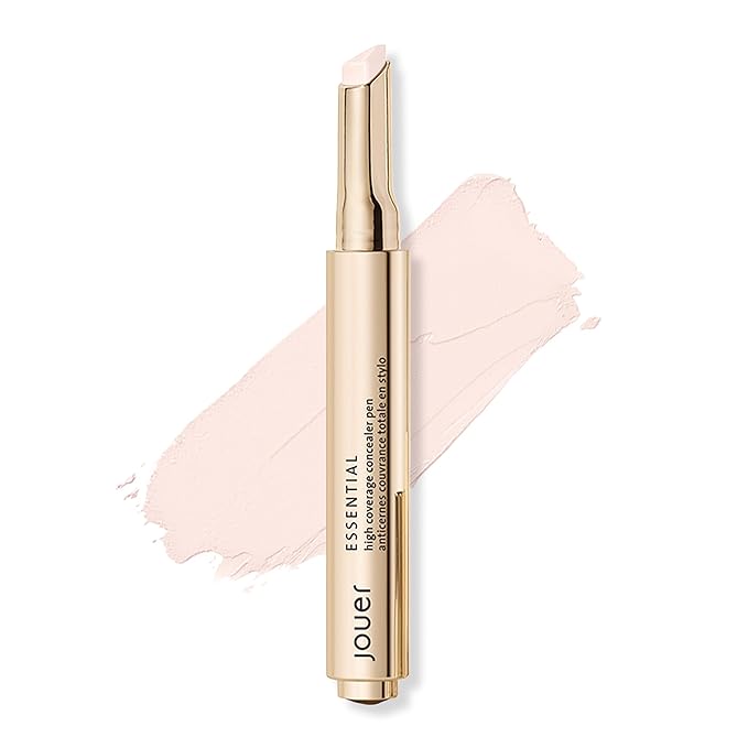 Jouer Essential High Coverage Concealer Pen - Under Eye Concealer for Dark Circles - Brightening Makeup for Eye Circles - Color Corrector Eye Primer with Hyaluronic Acid and Vitamin E-Velvo Beauty