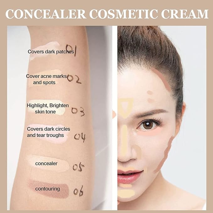 6 Colors Correcting Concealer Palette, Makeup Cream Contour Palette with Brush, Contouring Foundation Highlighting Concealer Palette for Conceals Dark Circles, Redness, Acne, Blemish-Velvo Beauty